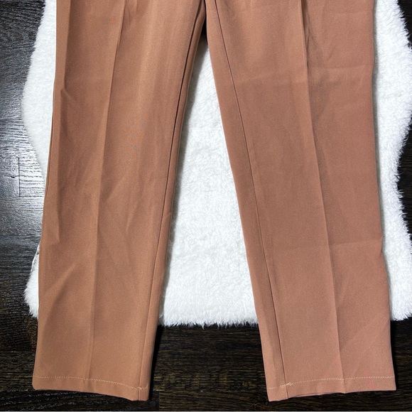Tan High Rise Straight Leg Trouser Pants - Picture 3 of 8